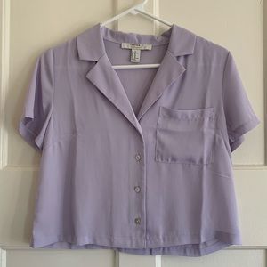 Sheer Lilac Notch Button Up Shirt